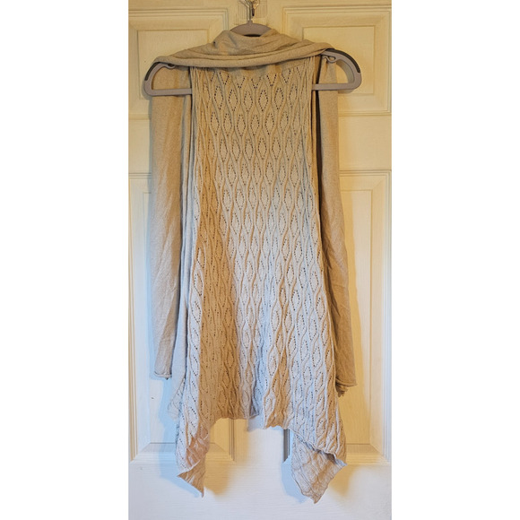 New York & Company Women’s M Tan Knit Lace Back Open Front Cardigan Vest - Picture 2 of 10